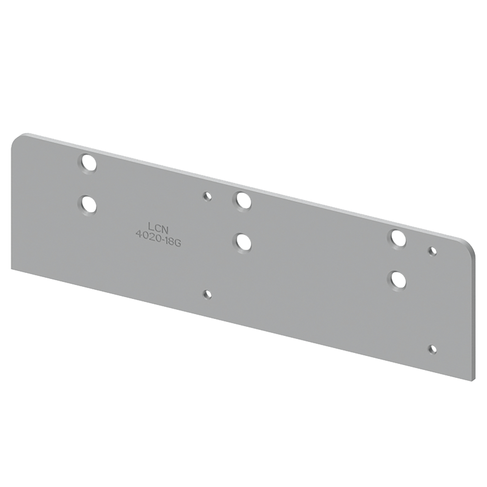 LCN 4020 Series Aluminum Drop Plate for Narrow Top Rail or Flush Ceiling - Matte Silver