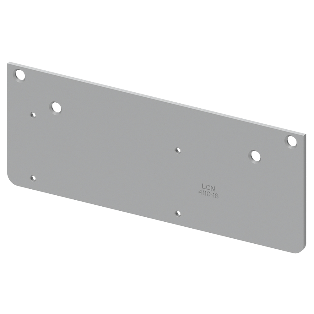 LCN 4110 Series Surface Mounted Heavy Duty Aluminum Drop Plate, Matte Silver Finish