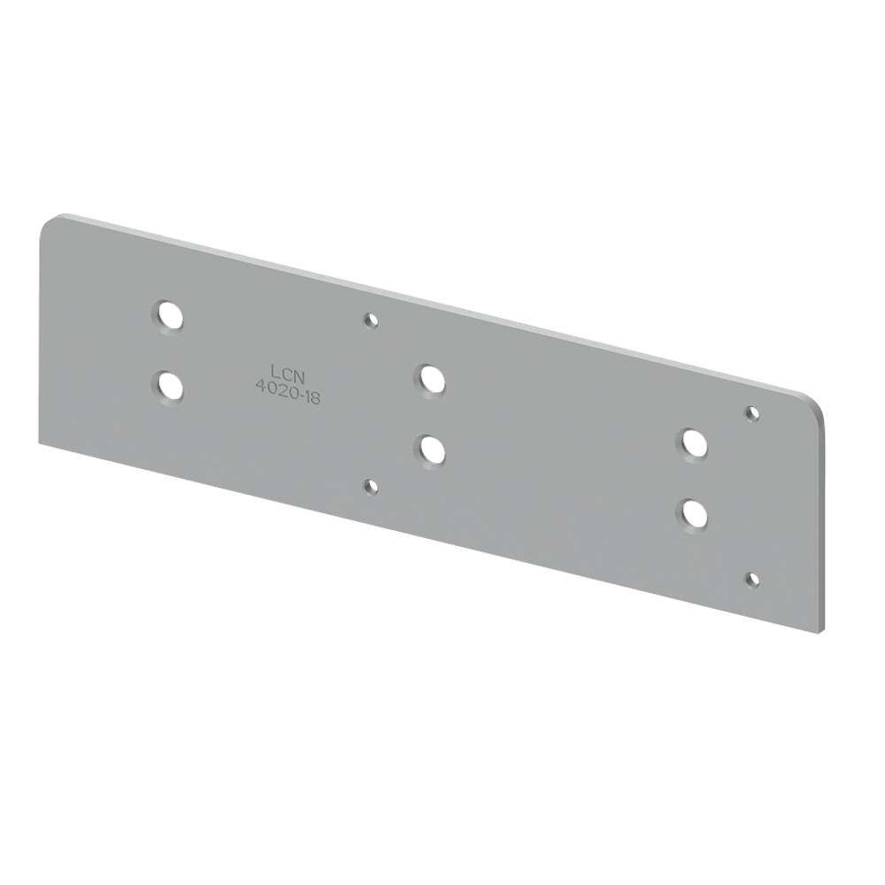 LCN 4020 Series Aluminum Drop Plate, Narrow Top Rail or Flush Ceiling - Matte Silver Finish
